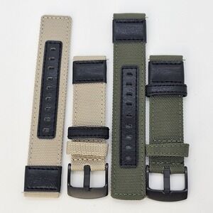2X Premium Rugged Nylon Canvas Watch Strap Band Green Tan Men 22MM Quick-Release